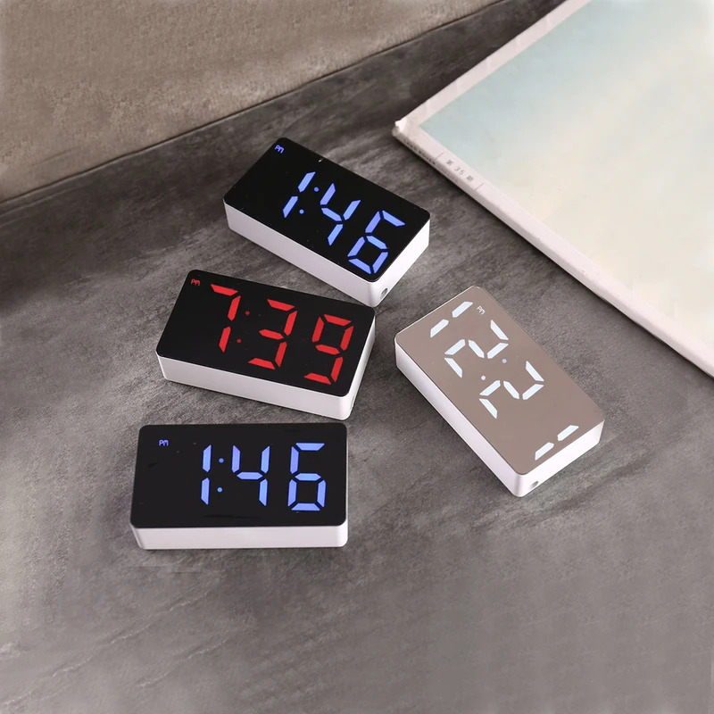 Smartwatch Face - นาฬิกาปลุก LED อิเล็กทรอนิกส์พร้อมกระจก - ของตกแต่งบ้าน อุปกรณ์อัจฉริยะขนาดเล็ก