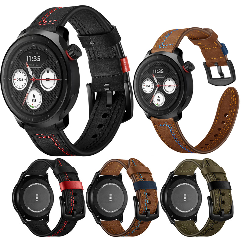 Motorola Smartwatch Accessories - สายนาฬิกาหนังสำหรับโมโตโรล่า โมโต วอทช์ 2026 สายรัดข้อมือแบบปรับได้สำหรับโมโตโรล่า โมโต