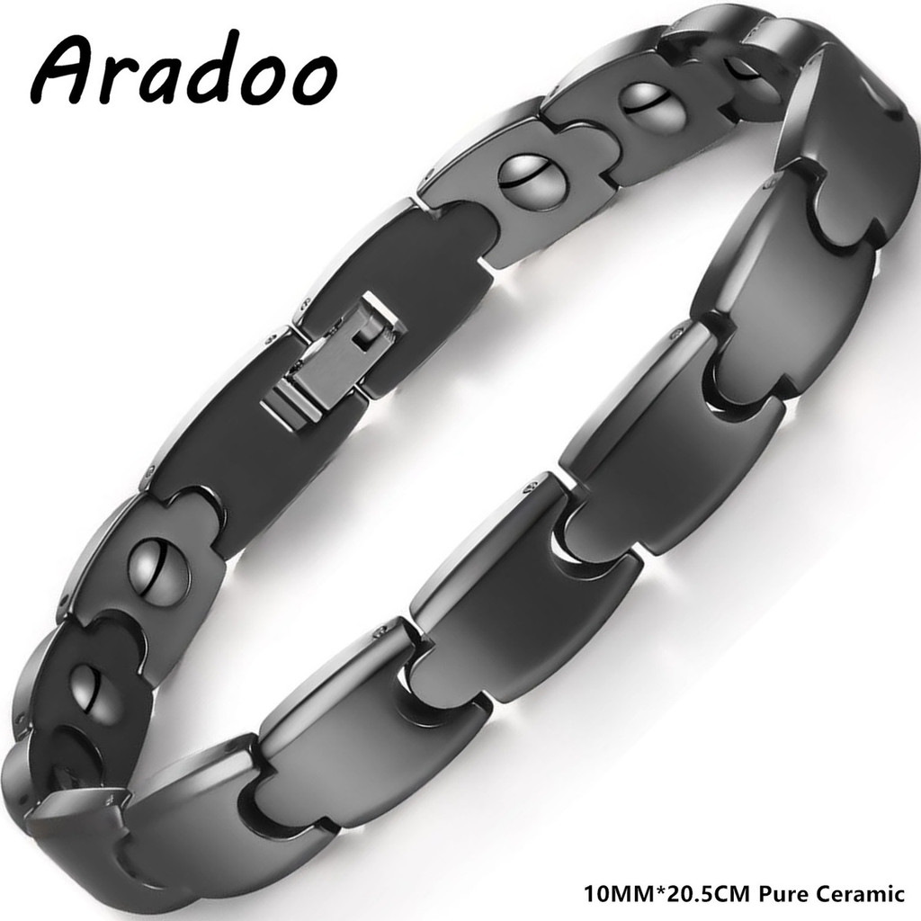 Ceramic Link Bracelet - อาราโด พรีเมียม เซรามิก สร้อยข้อมือแม่เหล็กเฮมาไทต์ ของขวัญเครื่องประดับ