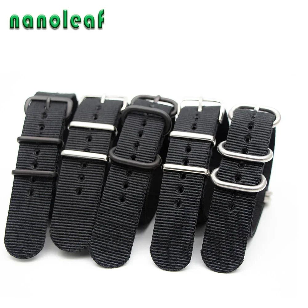 Nylon Nato Strap - ไนลอนสีดําสําหรับนาฬิกานาฬิกากีฬาสร้อยข้อมือ 18 มม.20 มม.22 มม.24 มม.สายรัดข้อมือตารางอุปกรณ์เสริม
