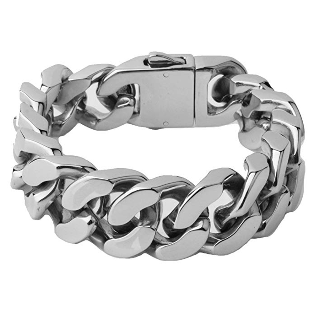 Ceramic Link Bracelet - สร้อยข้อมือโซ่โค้งสไตล์คิวบาแนวพังค์หนา20มม. กำไลข้อมือผู้ชายผู้หญิงฮิปฮอปสีทองสายรัดข้อมือสแตนเลสสำหรับนักขี่จักรยาน