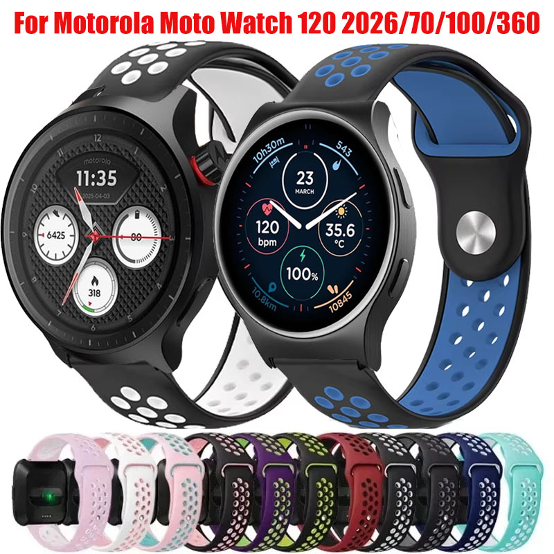 Motorola Smartwatch Accessories - 20 มม. 22 มม. สายรัดข้อมือแบบระบายอากาศได้สำหรับโมโตโรล่า โมโต