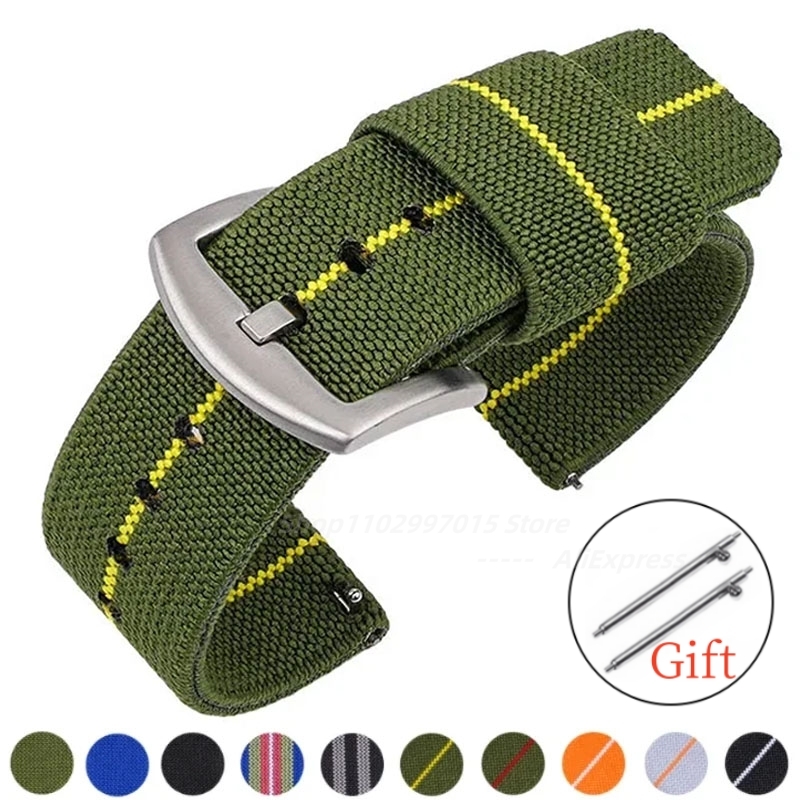 Nylon Nato Strap - ไนลอน 18 มม.20 มม.22 มม.24 มม.กองทัพทอยืดหยุ่นสําหรับ
