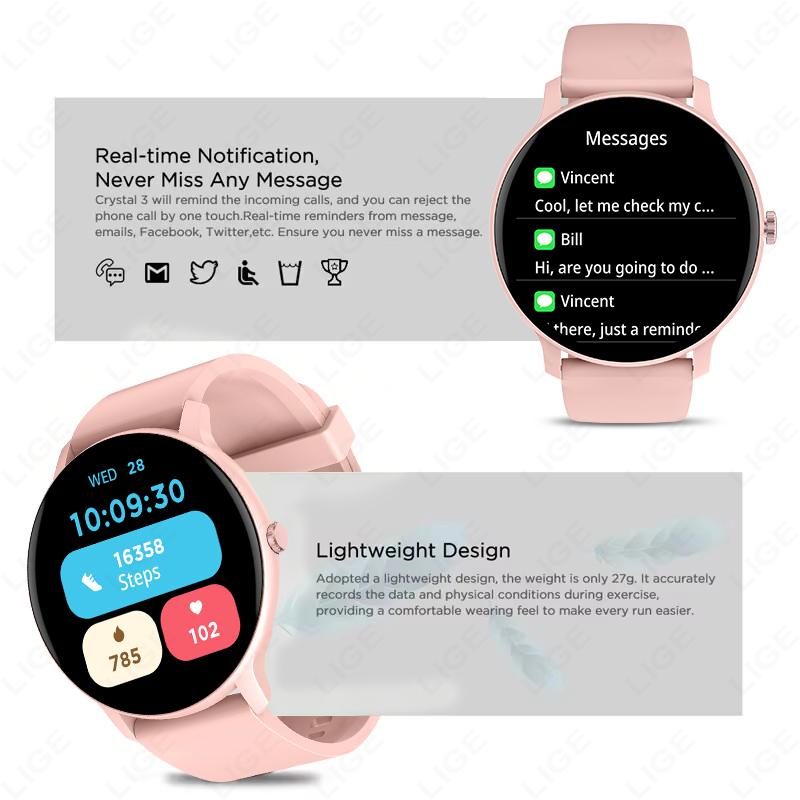LIGE 2026 สมาร์ทวอทช์ DIY หน้า - Smartwatch Face บทวิจารณ์และราคา