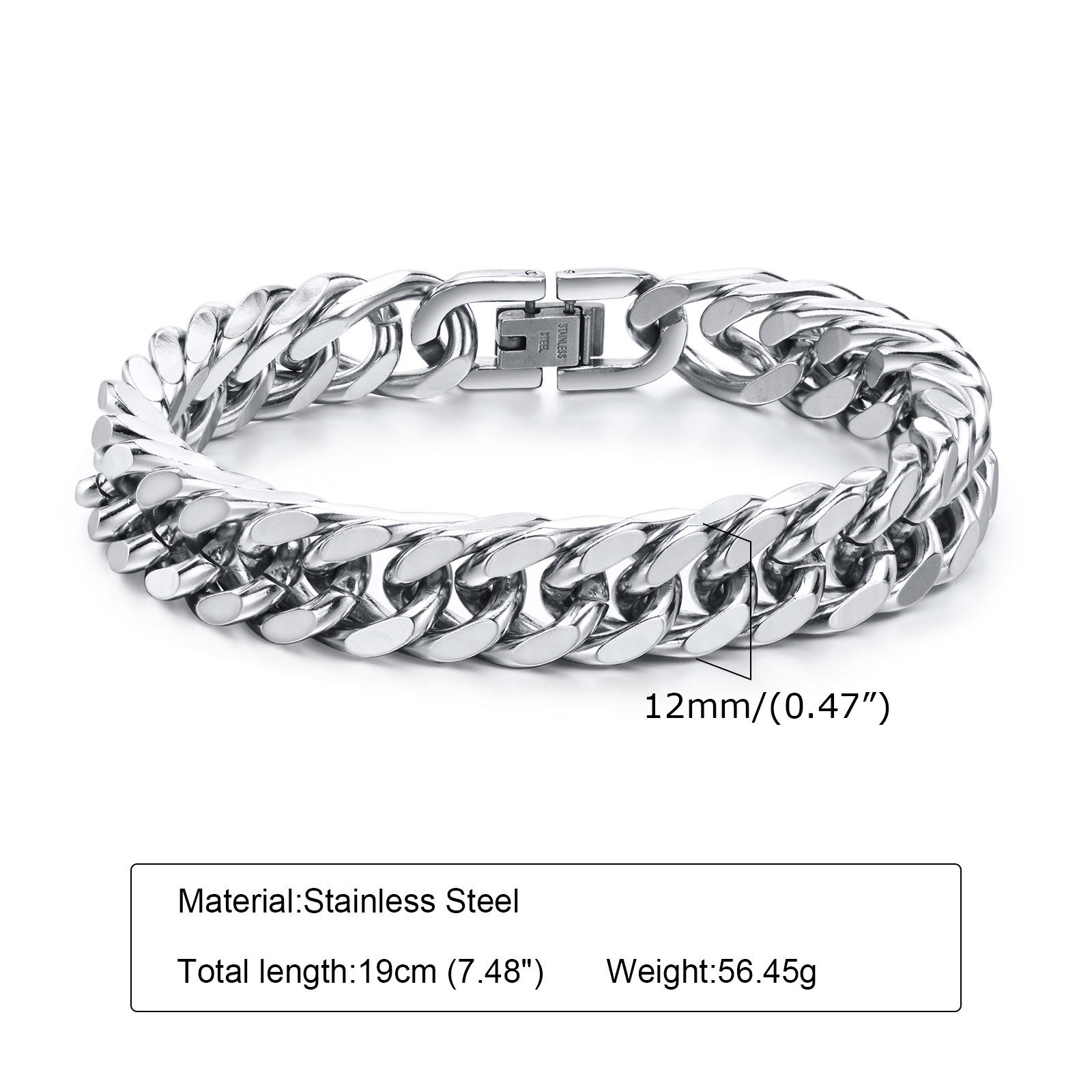สร้อยข้อมือคิวบันสแตนเลสสตีลหน - Ceramic Link Bracelet บทวิจารณ์และราคา